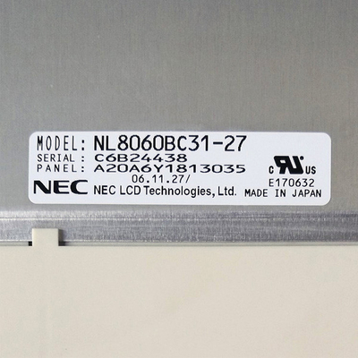 Layar lcd 82ppi 12,1 inci NL8060BC31-27 untuk pengontrol mesin Industri