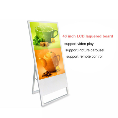 Digital Signage Berdiri Lantai Portabel 43 Inch Untuk Kedai Kopi